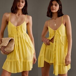 Anthropologie Yellow Backless Dress